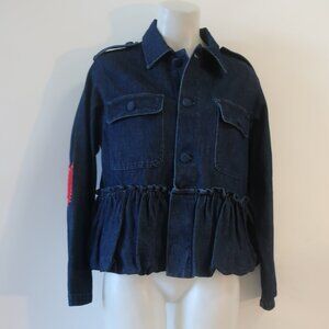 NWT Womens Romi Basha Dark Blue Denim Peplum Jacket O/S